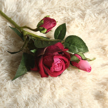 Load image into Gallery viewer, 3-Head Short Rod Flannel Lovesickness Rose Artificial Fake Flower Plants Home Decoration Wedding Bouquet