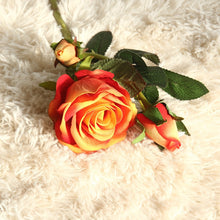 Load image into Gallery viewer, 3-Head Short Rod Flannel Lovesickness Rose Artificial Fake Flower Plants Home Decoration Wedding Bouquet