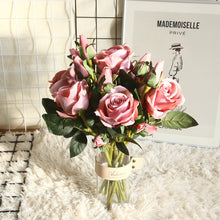 Load image into Gallery viewer, 3-Head Short Rod Flannel Lovesickness Rose Artificial Fake Flower Plants Home Decoration Wedding Bouquet