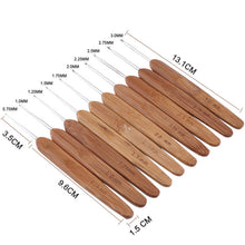 Load image into Gallery viewer, 10 PCs Bamboo Handle Stainless Steel Crochet Hook Set, DIY Hand Knitting Tools