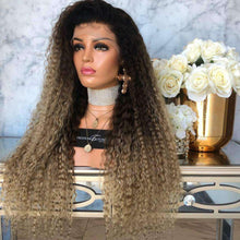 Load image into Gallery viewer, Women Wig Long Curly Hair Corn Curler Fluffy Brown Small Roll Mid-Length Headgear W271