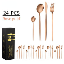 Lade das Bild in den Galerie-Viewer, 304 Stainless Steel Flatware Sets Knife, Fork and Spoon 4-Piece Set Multi-Color Optional 24-Piece Set