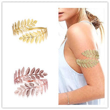 Load image into Gallery viewer, 2PCs Bridal Golden Leaf Headdress Earrings Crown Head Hoop Armband Christmas Gift