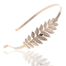 Load image into Gallery viewer, 2PCs Bridal Golden Leaf Headdress Earrings Crown Head Hoop Armband Christmas Gift