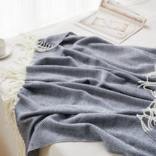 Load image into Gallery viewer, Wave Pattern Herringbone Tassel Nap Blanket Cover Blanket Blanket Line Blanket Acrylic