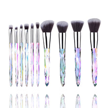 Load image into Gallery viewer, 10 PCs Diamond Makeup Brushes Crystal Diamond Handle Glass Stem