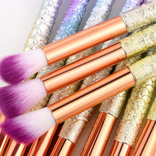 Load image into Gallery viewer, 10 Mermaid Makeup Brushes Fishtail Eye Shadow Brush