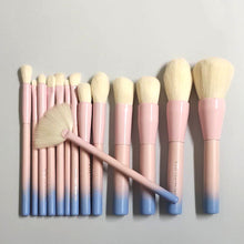 Lade das Bild in den Galerie-Viewer, 14 PCs Makeup Brushes White Imitation Wool Gradient Color Handle Pu Bag