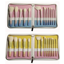 Lade das Bild in den Galerie-Viewer, 14 PCs Makeup Brushes White Imitation Wool Gradient Color Handle Pu Bag