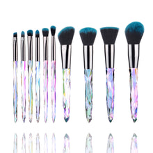 Load image into Gallery viewer, 10 PCs Diamond Makeup Brushes Crystal Diamond Handle Glass Stem