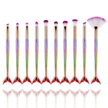Load image into Gallery viewer, 10 Mermaid Makeup Brushes Fishtail Eye Shadow Brush