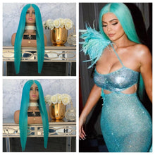 Lade das Bild in den Galerie-Viewer, Women Wig Synthetic Wigs Realistic Blue Medium and Long Straight Hair W322