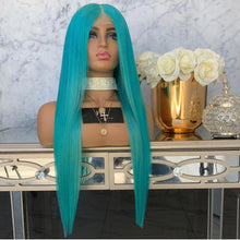 Lade das Bild in den Galerie-Viewer, Women Wig Synthetic Wigs Realistic Blue Medium and Long Straight Hair W322