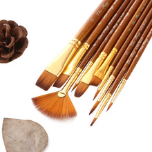 Load image into Gallery viewer, 10 Wooden Poles Watercolor Brush Pen  Nylon Hair Brush