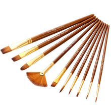 Load image into Gallery viewer, 10 Wooden Poles Watercolor Brush Pen  Nylon Hair Brush