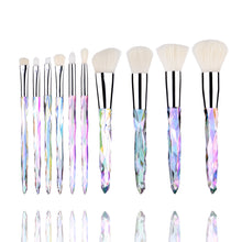 Load image into Gallery viewer, 10 PCs Diamond Makeup Brushes Crystal Diamond Handle Glass Stem