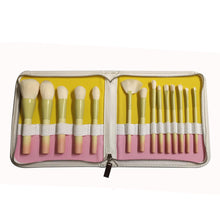 Lade das Bild in den Galerie-Viewer, 14 PCs Makeup Brushes White Imitation Wool Gradient Color Handle Pu Bag