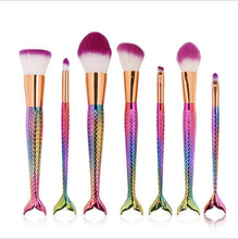 Load image into Gallery viewer, 10 PCs Mermaid Makeup Brushes 7 Fishtail Makeup Brushes