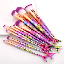 Load image into Gallery viewer, 10 PCs Mermaid Makeup Brushes 7 Fishtail Makeup Brushes