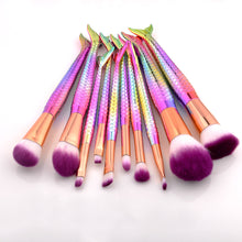 Load image into Gallery viewer, 10 PCs Mermaid Makeup Brushes 7 Fishtail Makeup Brushes