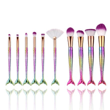 Load image into Gallery viewer, 10 PCs Mermaid Makeup Brushes 7 Fishtail Makeup Brushes