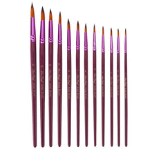 Load image into Gallery viewer, 12 PCs Double Color Nylon Hair Purple Rod Gouache Watercolor Painting Pen Set