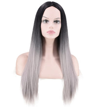 Load image into Gallery viewer, Women Wig Synthetic Wigs T Color Mid-Length Granny Grey Long Straight W176