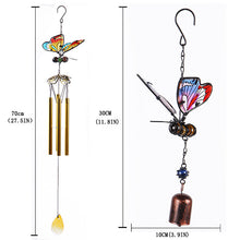 Load image into Gallery viewer, 3D Butterfly Wrought Iron Glass Painted Wind Chimes Home Decoration