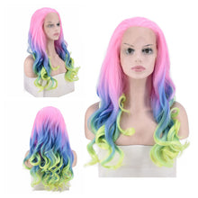 Lade das Bild in den Galerie-Viewer, Women Wig Gradient Color Front Lace Chemical Fiber Length Curling Iron Set W415