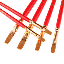 Lade das Bild in den Galerie-Viewer, 12pcs Watercolor Nylon Hair Brush Red Rod Flat Front