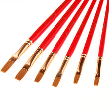 Lade das Bild in den Galerie-Viewer, 12pcs Watercolor Nylon Hair Brush Red Rod Flat Front