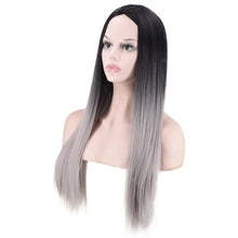 Load image into Gallery viewer, Women Wig Synthetic Wigs T Color Mid-Length Granny Grey Long Straight W176