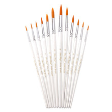 Lade das Bild in den Galerie-Viewer, 12 PCs Pointed Toe Nylon Hair Brush Watercolor White Rod Gouache Brush Pen Art