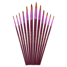 Load image into Gallery viewer, 12 PCs Double Color Nylon Hair Purple Rod Gouache Watercolor Painting Pen Set