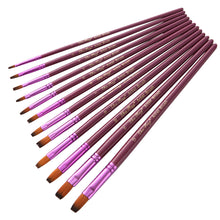 Load image into Gallery viewer, 12 PCs Double Color Nylon Hair Purple Rod Gouache Watercolor Painting Pen Set