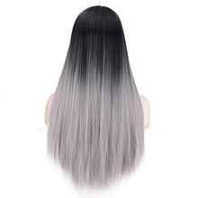 Load image into Gallery viewer, Women Wig Synthetic Wigs T Color Mid-Length Granny Grey Long Straight W176