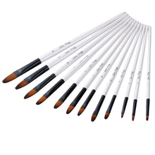 Lade das Bild in den Galerie-Viewer, 12 pcs White Brush Penholder Oblique Front Nylon Hair Brush Art Painting