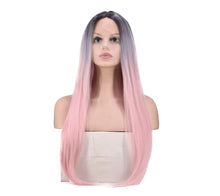 Lade das Bild in den Galerie-Viewer, Women Wig Front Lace Three-Color Gradient Mid-Length Straight Hair Headgear W413