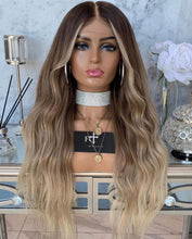 Lade das Bild in den Galerie-Viewer, <transcy>Frauen Perücke Hood Chemiefaser gefärbt langes lockiges Haar Farbverlauf Farbe</transcy>