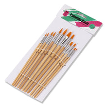 Load image into Gallery viewer, 12 Nylon Wool Watercolor Brush 6 Pointed 6 Flat Wood Color Rod Art