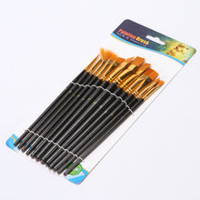 Load image into Gallery viewer, 12 Art Drawing Brush Pen Watercolor Gouache Oil Painting Brush Nylon Hair Brush