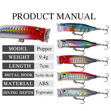 Load image into Gallery viewer, 2PCs Water Impact Horn Wave Climbing Lure Fishing Bait 7cm10g with Blood Trough Hook Floating Climbing Lure