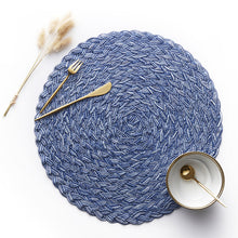 Load image into Gallery viewer, 2PCs Nordic Pure Color Cotton Yarn Interwoven 4 Colors round Table Mat