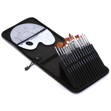 Lade das Bild in den Galerie-Viewer, 15 PCs Multi-Shape Nylon Hair Brush Set Copper Tube with Painting Cloth Bag Art
