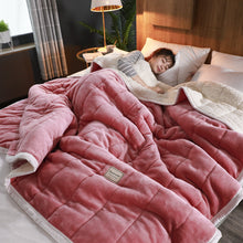 Lade das Bild in den Galerie-Viewer, Three-Layer Blanket Duvet Thickened Thermal Coral Fleece Blanket Flannel Blanket Lambswool Bed Sheet