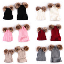 Lade das Bild in den Galerie-Viewer, Warm Winter Knit Beanie Hats Autumn and Winter Double Fur Ball Spot Creative Warm Men's and Women's Wool Unisex