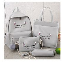 Lade das Bild in den Galerie-Viewer, Backpack Fashion Trend Four-Piece Set Contrast Color Cat Ears Student Schoolbag