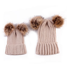 Lade das Bild in den Galerie-Viewer, Warm Winter Knit Beanie Hats Autumn and Winter Double Fur Ball Spot Creative Warm Men's and Women's Wool Unisex