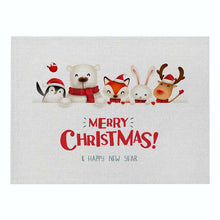 Load image into Gallery viewer, 2PCs Christmas Tablecloths Waterproof Polyester Linen Cartoon Printing Series Dining Table Cushion