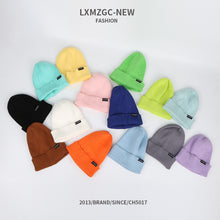Load image into Gallery viewer, Warm Winter Knit Beanie Hats Trendy Korean Style Macaron Color Solid Color Windproof Wool Unisex